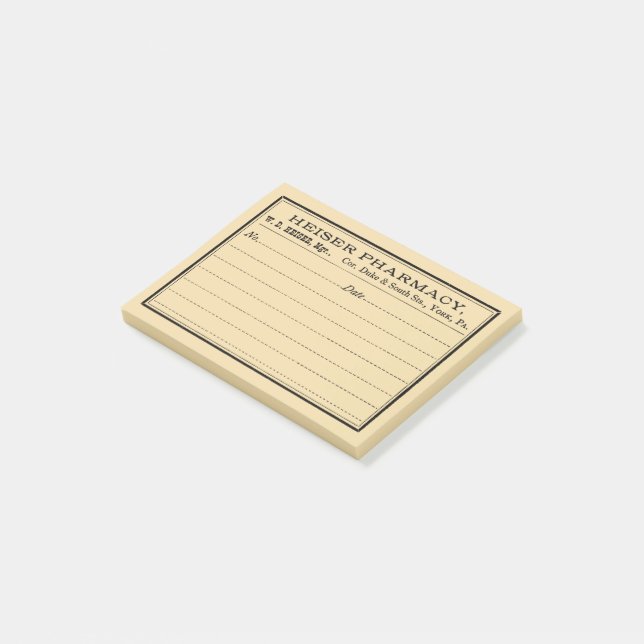 Vintage Pharmacy Label Post-it Notes (Angled)