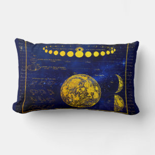 Vintage Phases of the Moon Saturn Jupiter Venus Lumbar Pillow