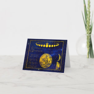 Vintage Phases of the Moon Saturn Jupiter Venus Note Card