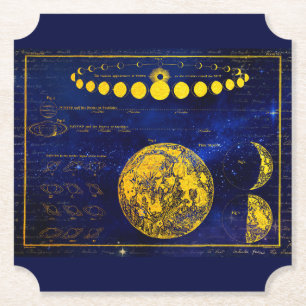 Vintage Phases of the Moon Saturn Jupiter Venus Paper Coaster