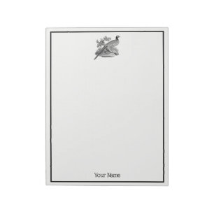 Vintage Pheasant Game Bird Drawing BW Notepad