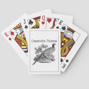 Vintage Pheasant Game Bird Drawing BW Playing Cards