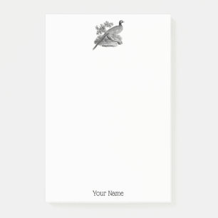 Vintage Pheasant Game Bird Drawing BW Post-it Notes