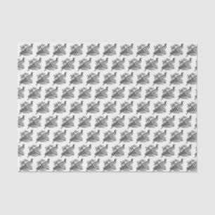 Vintage Pheasant Game Bird Drawing BW Tissue Paper