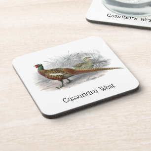 Vintage Pheasant Game Bird Drawing Colour #2 Coaster