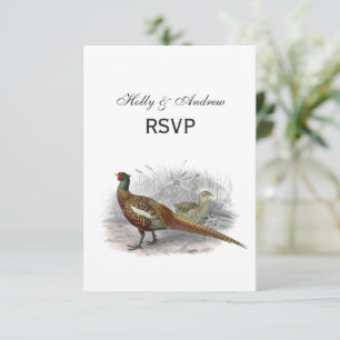 Vintage Pheasant Game Bird Drawing Colour #2 RSVP Card