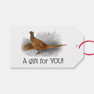 Vintage Pheasant Game Bird Drawing Colour #3 Gift Tags