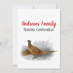 Vintage Pheasant Game Bird Drawing Colour #3 Invitation