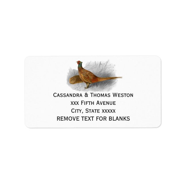 Vintage Pheasant Game Bird Drawing Colour #3 Label (Front)