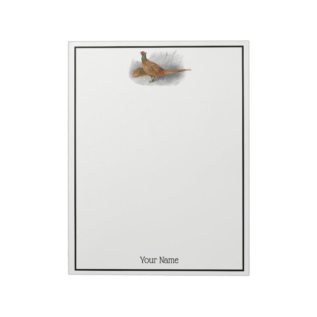 Vintage Pheasant Game Bird Drawing Colour #3 Notepad (Rotated)