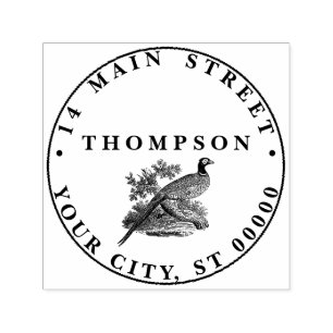 Vintage Pheasant Game Bird Drawing Name Address  Self-inking Stamp