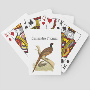 Vintage Pheasant on Branch Game Bird Drawing Colou Playing Cards