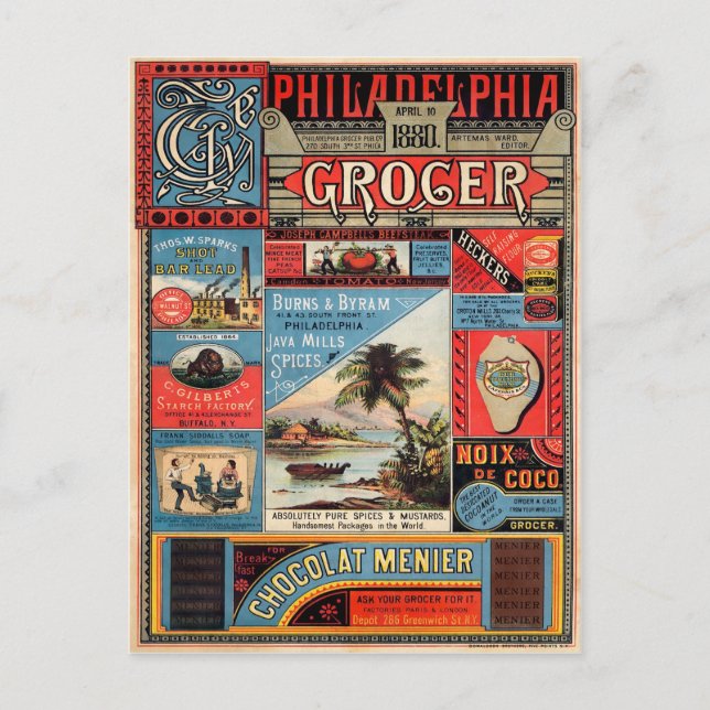 Vintage Philadelphia Grocer Advertisement Postcard (Front)