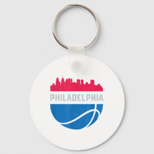 Vintage Philadelphia Pa Cityscape Retro Basketball Keychain