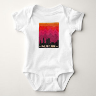 Vintage Philadelphia Philly Pennsylvania Skyline Baby Bodysuit