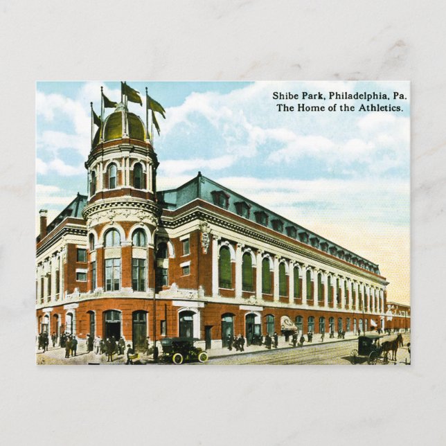 Vintage Philly Baseball Shibe Park Athletics Postcard (Front)