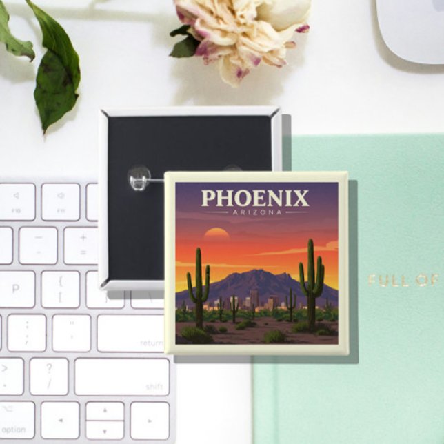 Vintage Phoenix Arizona 2 Inch Square Button (Creator Uploaded)