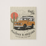 Vintage Phoenix AZ Desert Cactus Sunset Road Trip  Jigsaw Puzzle<br><div class="desc">Vintage Phoenix AZ Desert Cactus Sunset Road Trip - Tired of city life? Check out Arizona's nature spots and enjoy an epic road trip. You can also hike a trail,  take in breathtaking views of Phoenix AZ,  or have fun on a scenic desert excursion.</div>
