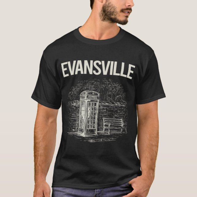 Vintage Phone Booth Evansville T-Shirt (Front)