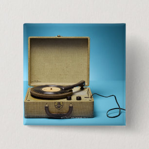 Vintage Phonograph 2 Inch Square Button