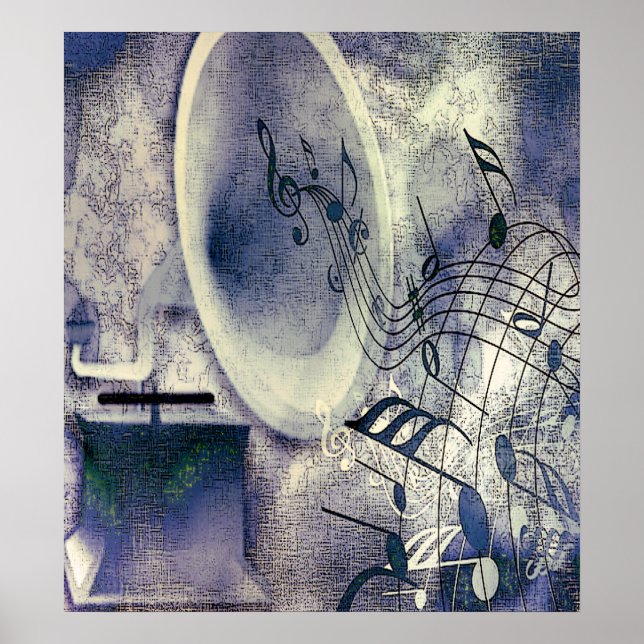 Vintage Phonograph and Music Poster (Front)