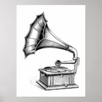 Vintage Phonograph Record Player Music Instrument