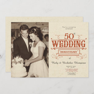 Vintage Photo 50th Wedding Anniversary Invitation