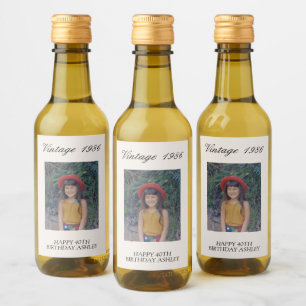 Vintage Photo Birthday Party Favor Fun Retro Wine Label