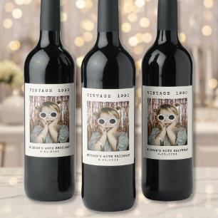 Vintage Photo Birthday Wine Label