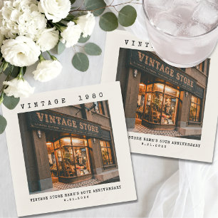 Vintage Photo Business Anniversary Party Napkin