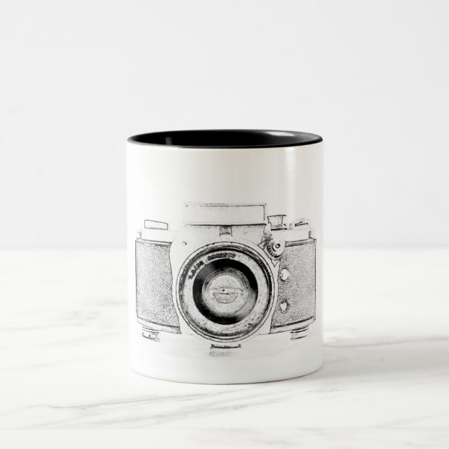 vintage photo camera photographer Two-Tone coffee mug (Center)