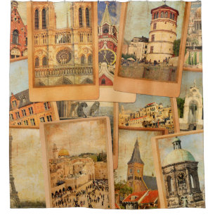 Vintage photo cards collage. European, Middle East
