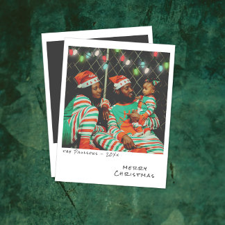 Vintage Photo Christmas Card - Multicolor Lights
