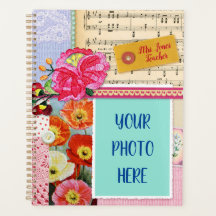 Vintage photo collage art home school teacher