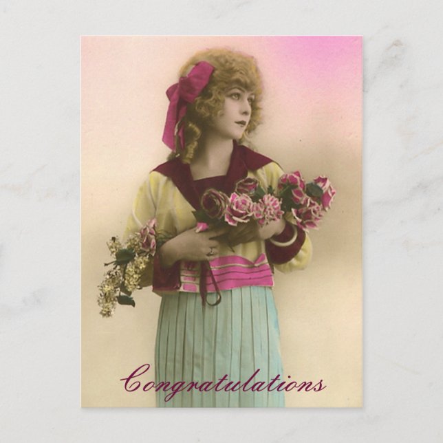 Vintage Photo Congratulations Postcard (Front)