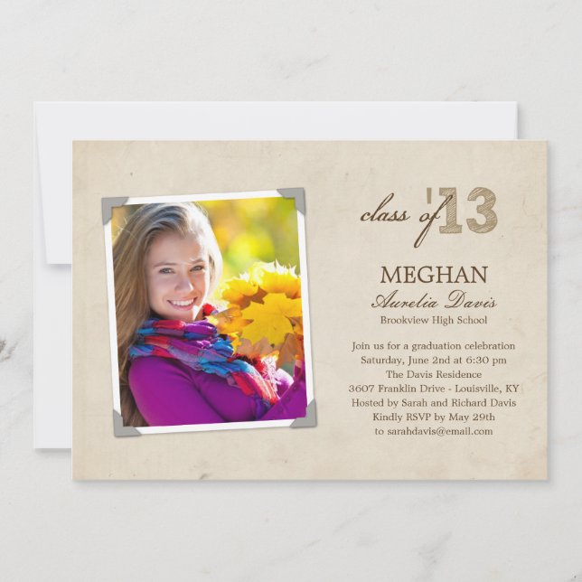 Vintage Photo Graduation Announcement/Invitation Invitation (Front)