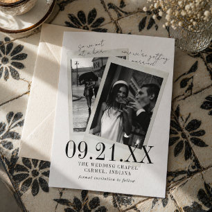 Vintage Photo Hand Written Script Save the Date Announcement