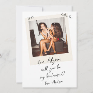 Vintage Photo Handwritten Bridesmaid Proposal Invitation