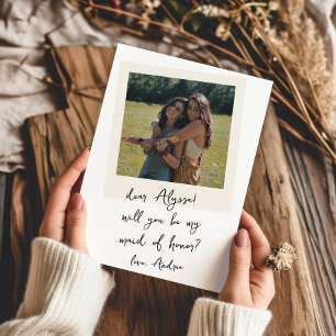Vintage Photo Handwritten Maid of Honour Proposal Invitation