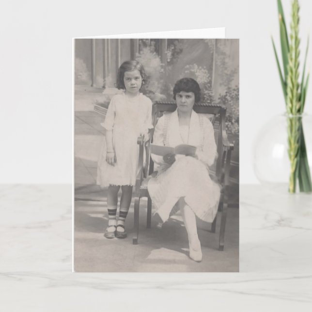Vintage Photo Mother and Daughter Greeting Card (Front)