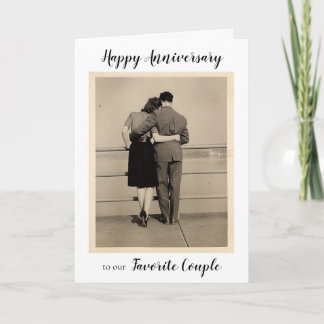 Vintage Photo of a Couple Embracing Anniversary Card