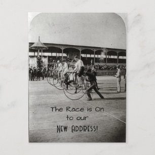 Vintage Photo of Bicycle Race New Address          Postcard