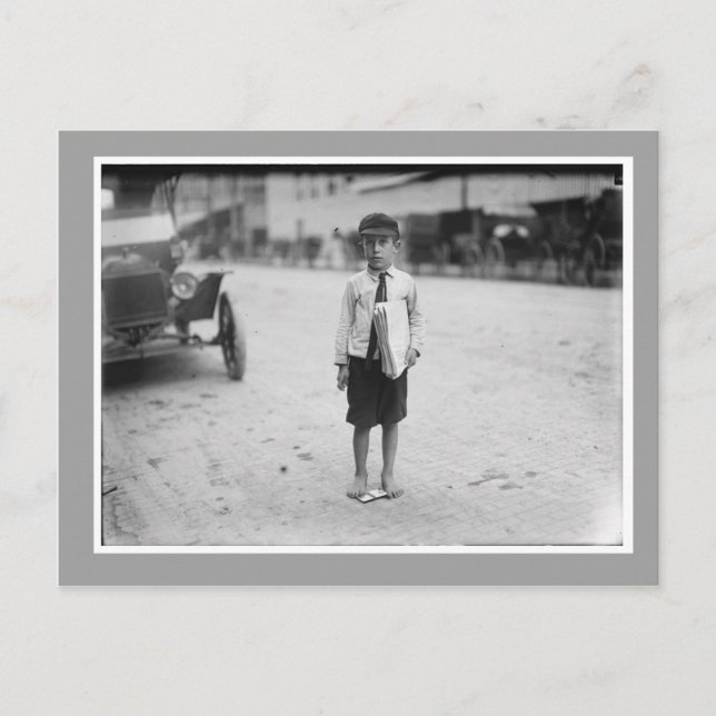 Vintage Photo of Newsboy Postcard (Front)