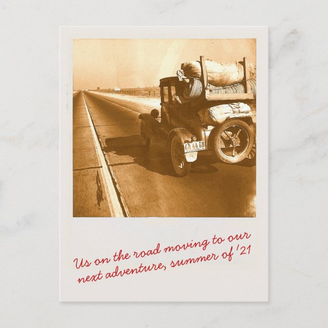 Vintage Photo Road Trip Moving Announcement  Postcard (Front)