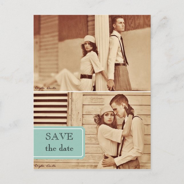 vintage photo save the date postcard (Front)