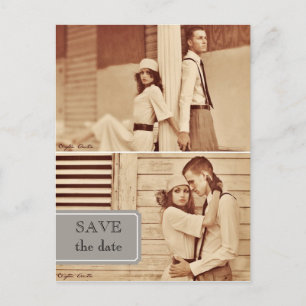 vintage photo save the date postcard
