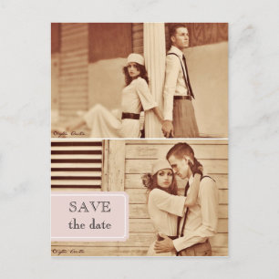 vintage photo save the date postcard