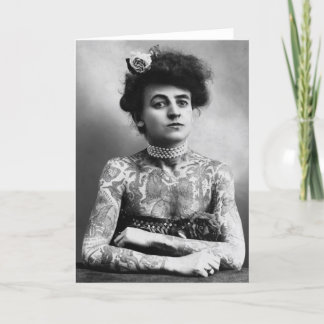 Vintage Photograph Confident Woman Tattoos Card