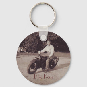 Vintage Photograph Motorcycle Novelty Keychain
