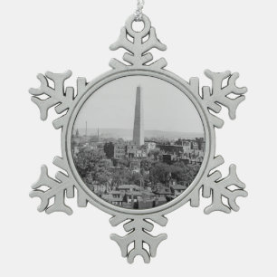 Vintage Photograph of Charlestown Massachusetts Snowflake Pewter Christmas Ornament